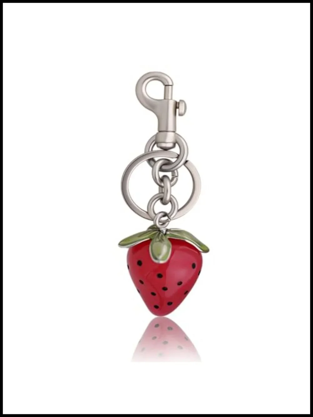 Hand-Painted Strawberry Bag Charm Keychain Resin Metal Fruit Pendant Purse